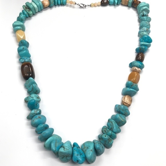 Vintage Chunky Turquoise Graduated Southwest Statement Necklace - Picture 1 of 10